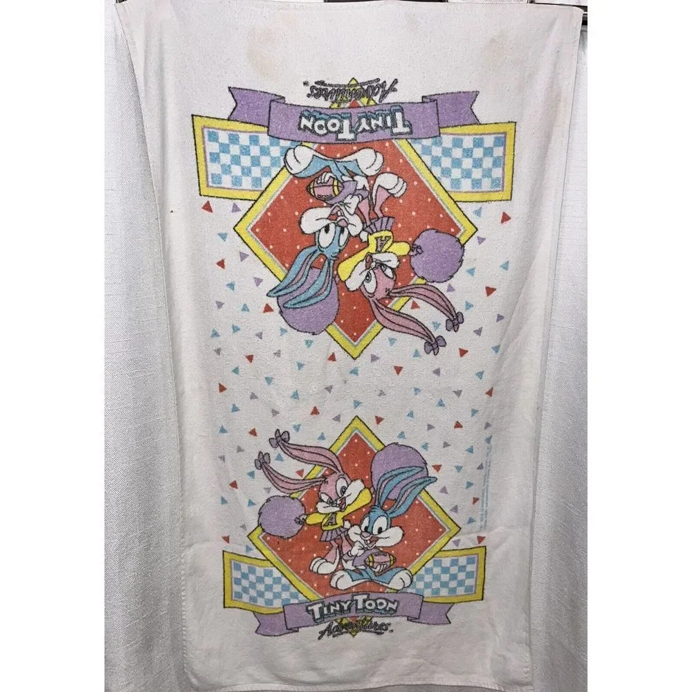 VTG 1990 Tiny Toon Adventures Babs Buster Bunny 23x43 Cotton Bath Cloth Towel B
